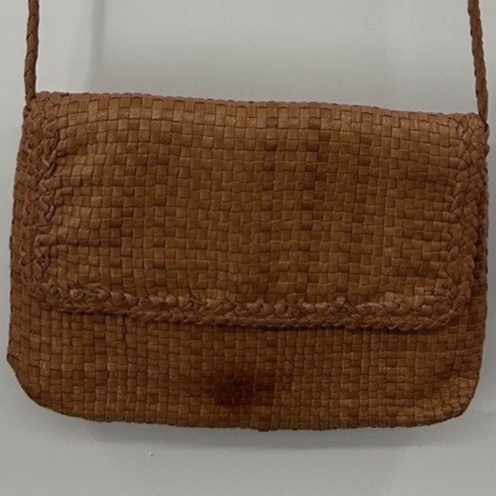 Dragon Diffusion Woven Leather Crossbody Bag Tan Brown Hand Made in Madras